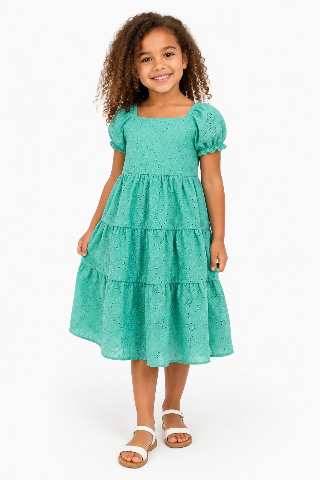 Infantil - Vestido D Bell Outlet Fashion Bordado Verde Água