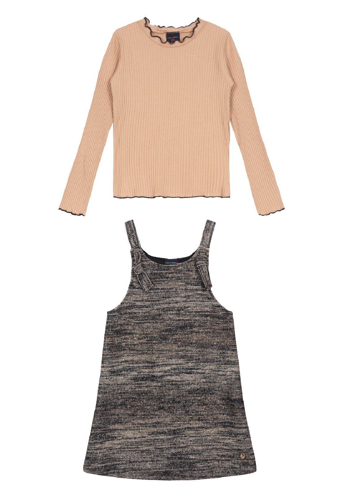 Infantil - Conjunto para Menina de Jardinheira e Blusa Guloseima Preto