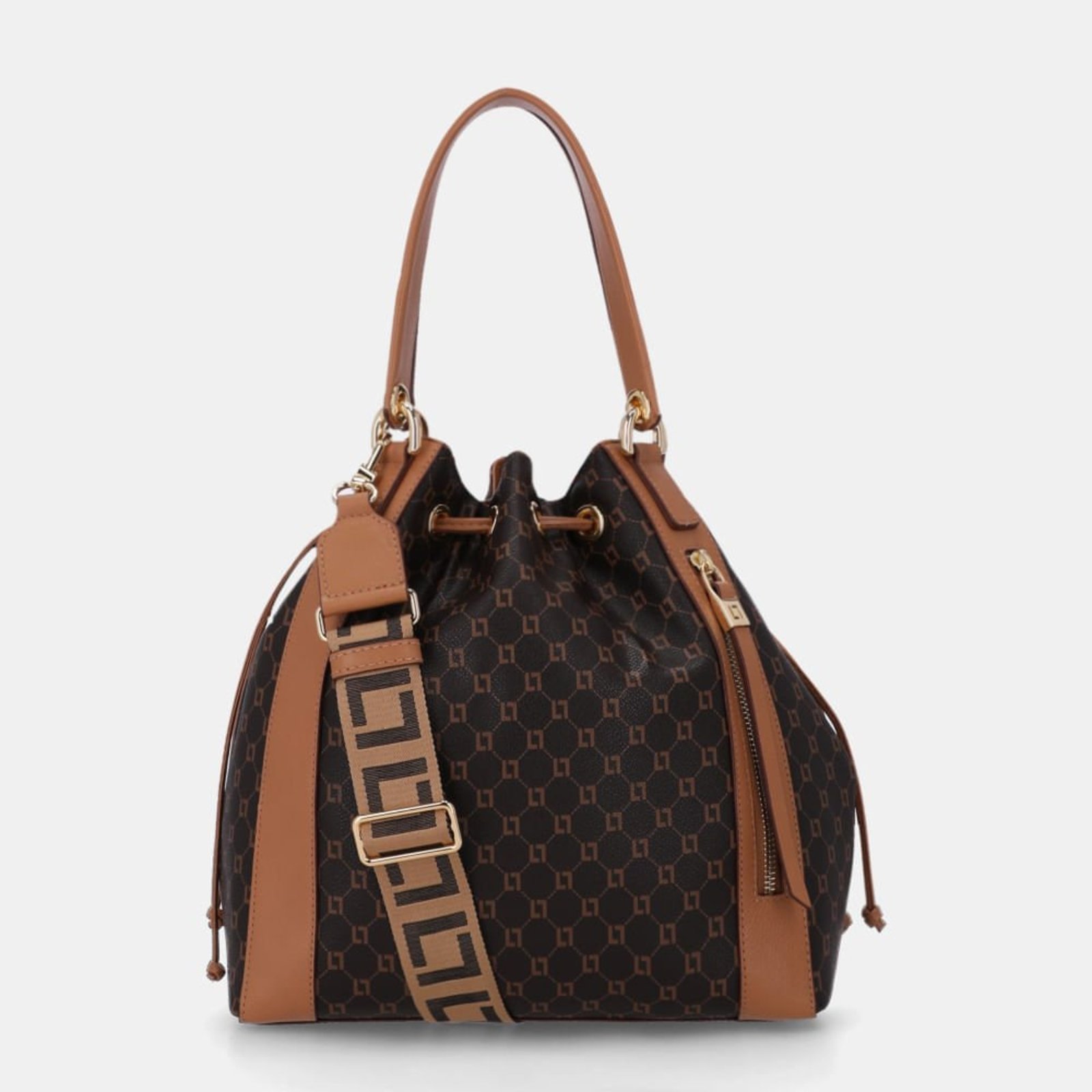 Bolsa Kiara Bucket Grande Monograma Ll Mocca - 10006643 Luz da Lua