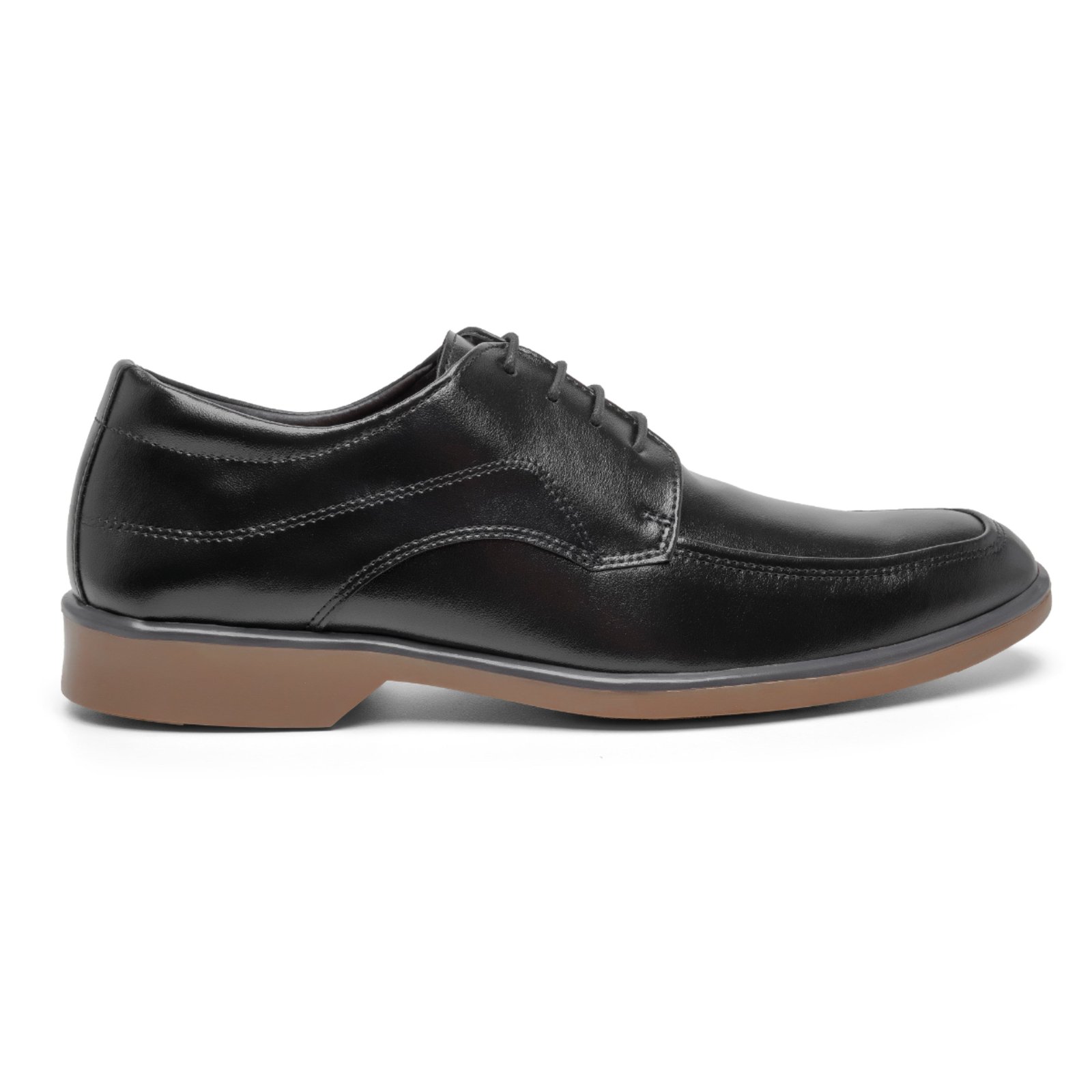 Sapato Social Masculino Miuzzi Bico Oval Clássico Com Cadarço Salto Baixo Preto Com Solado Marrom
