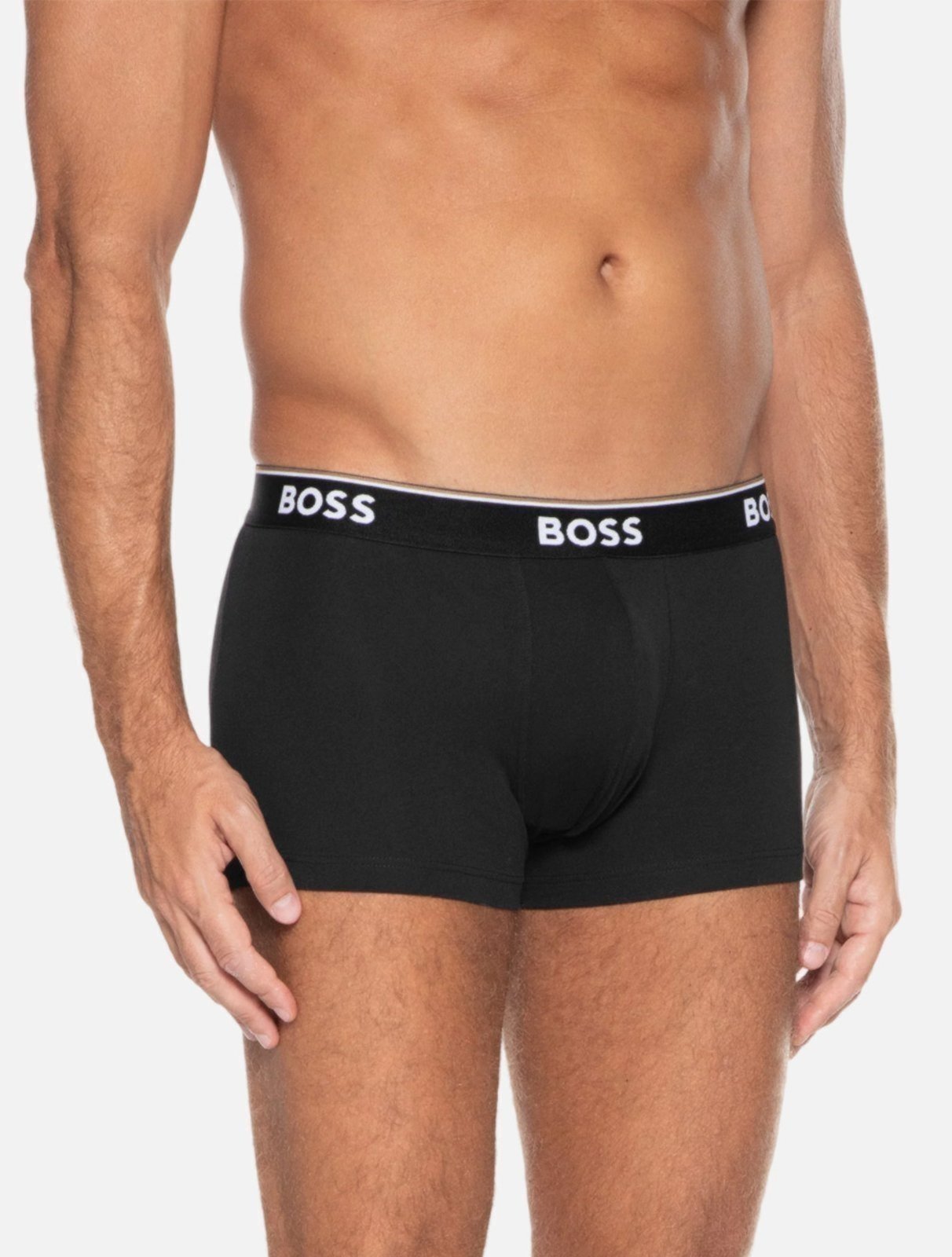 Kit Cueca Hugo Boss Masculino Trunk 3P Power Preto/Bege/Branco