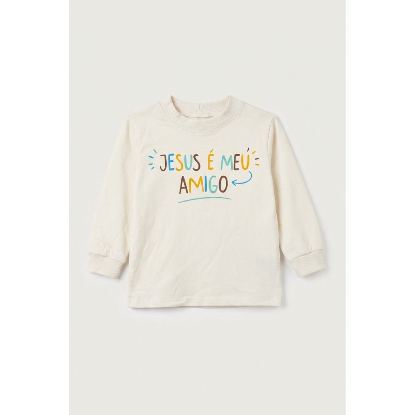 Infantil - Camiseta Longa Menino Jesus é Meu Amigo