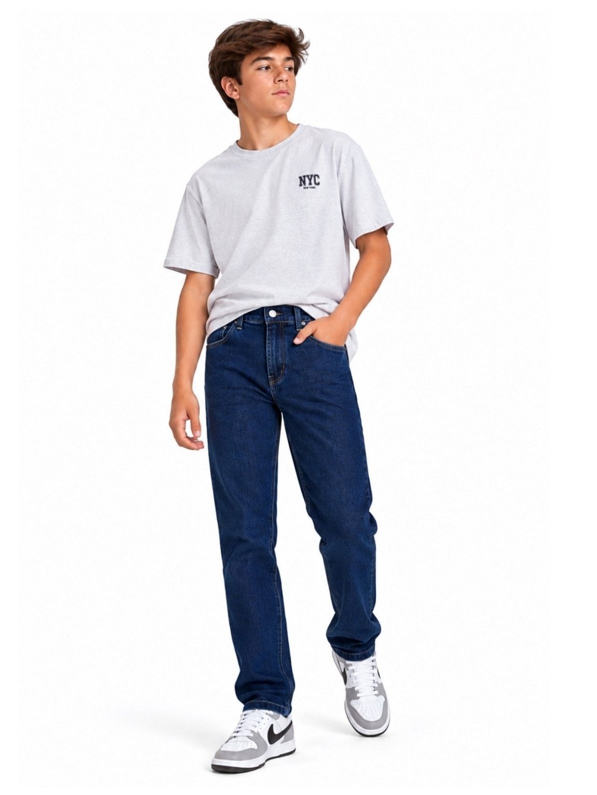 Infantil - Calça Jeans Skinny Crawling Juvenil Masculina Lavagem Escura