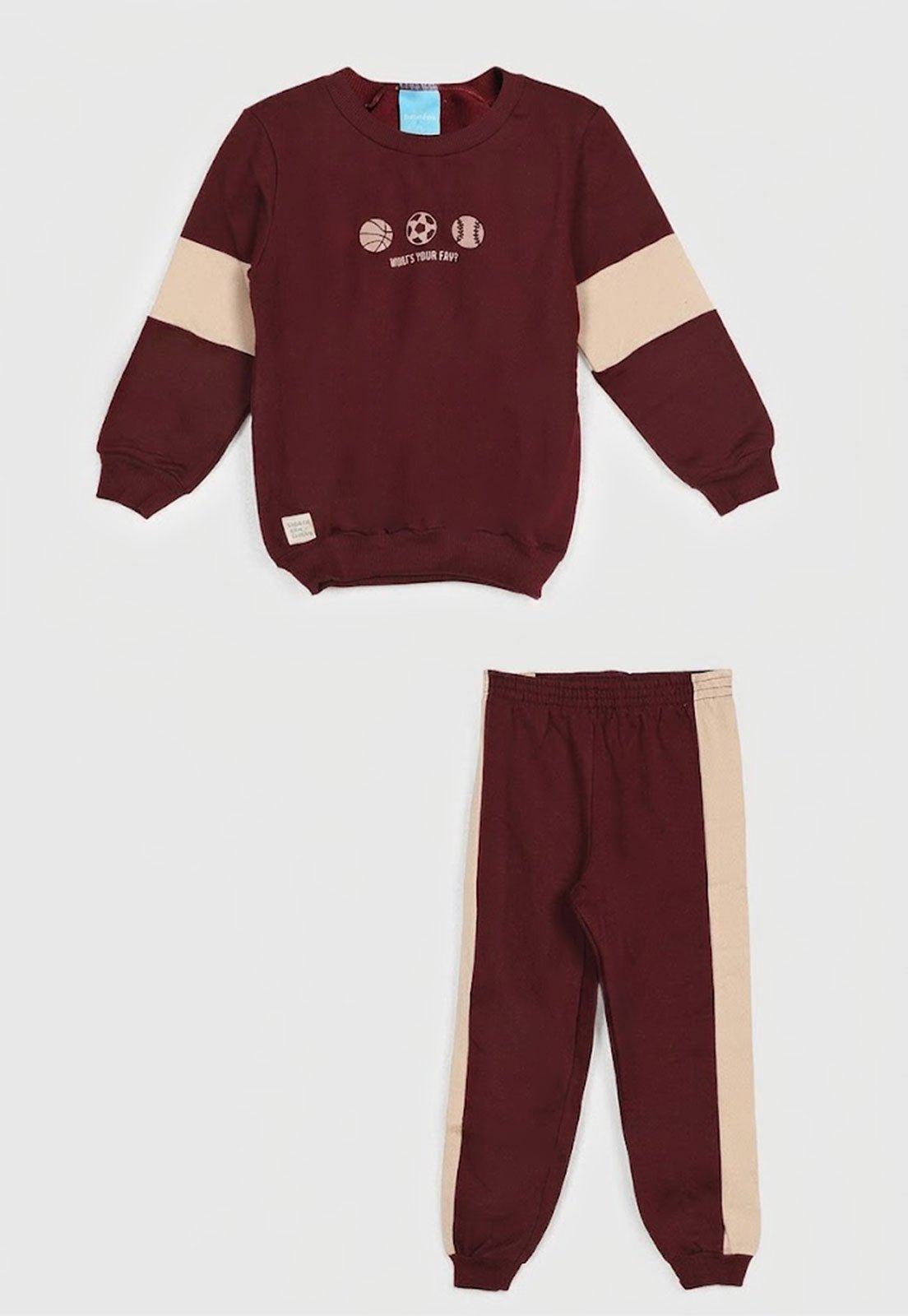 Infantil - Conjunto Kamylus Moletom Manga Longa Burgundy