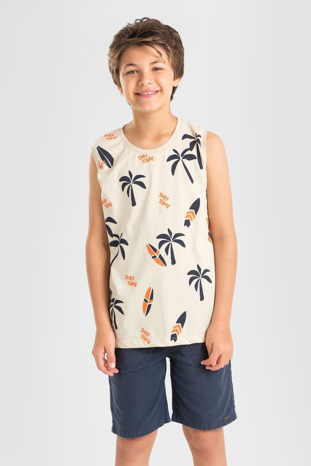 Infantil - Regata Meia Malha Juvenil Masculina Surf Beach
