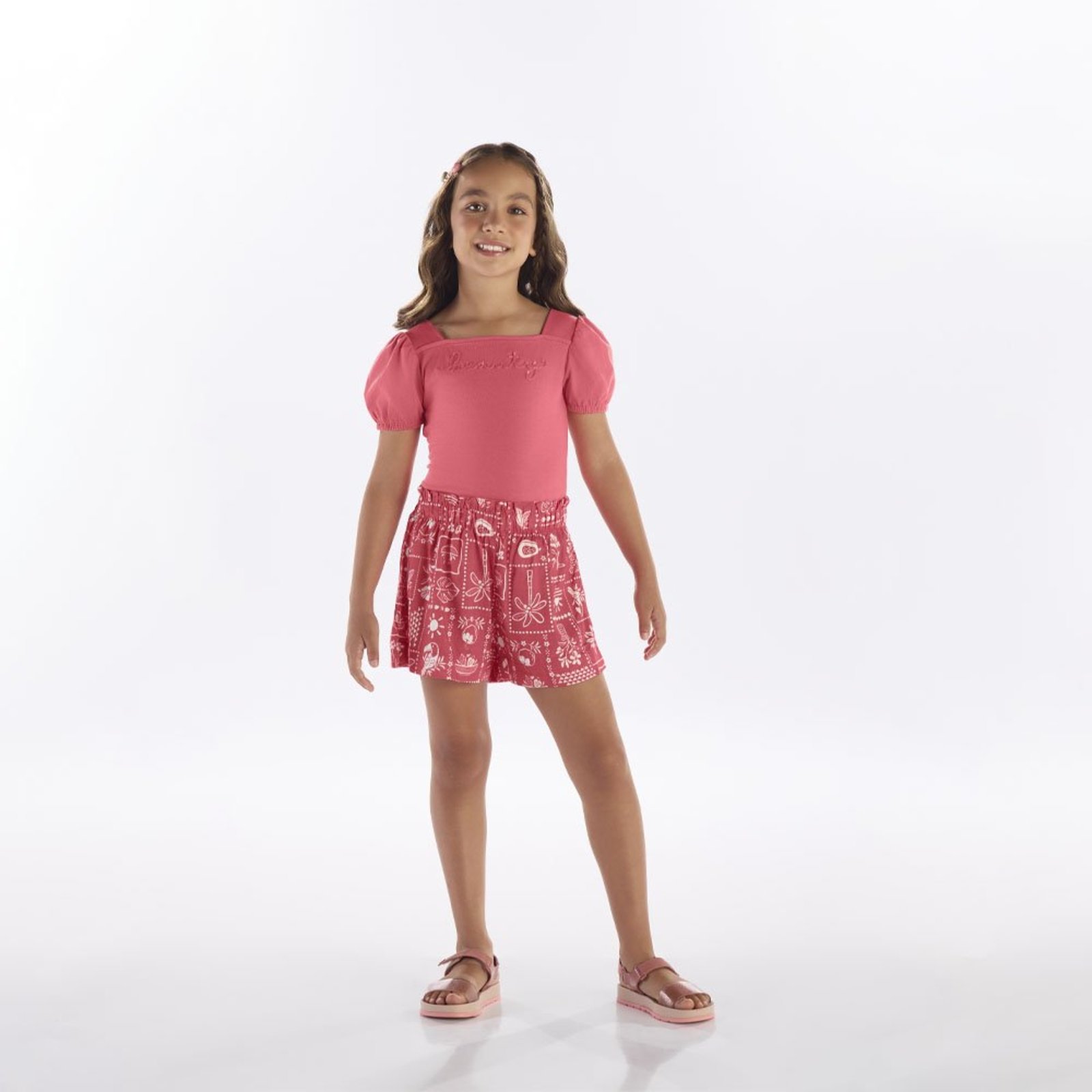 Infantil - Conjunto Vermelho Pulla Bulla Menina - 53432-1342