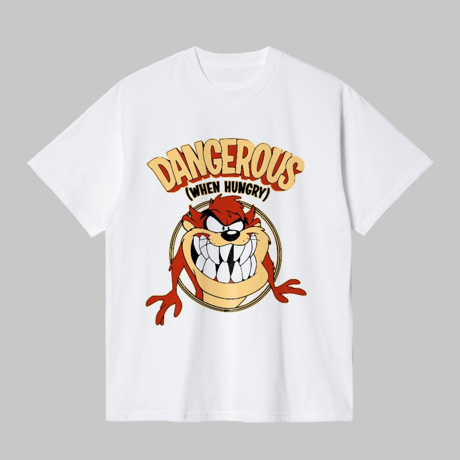 Camiseta Básica Energia Explosiva Taz Hungry Unissex Branco
