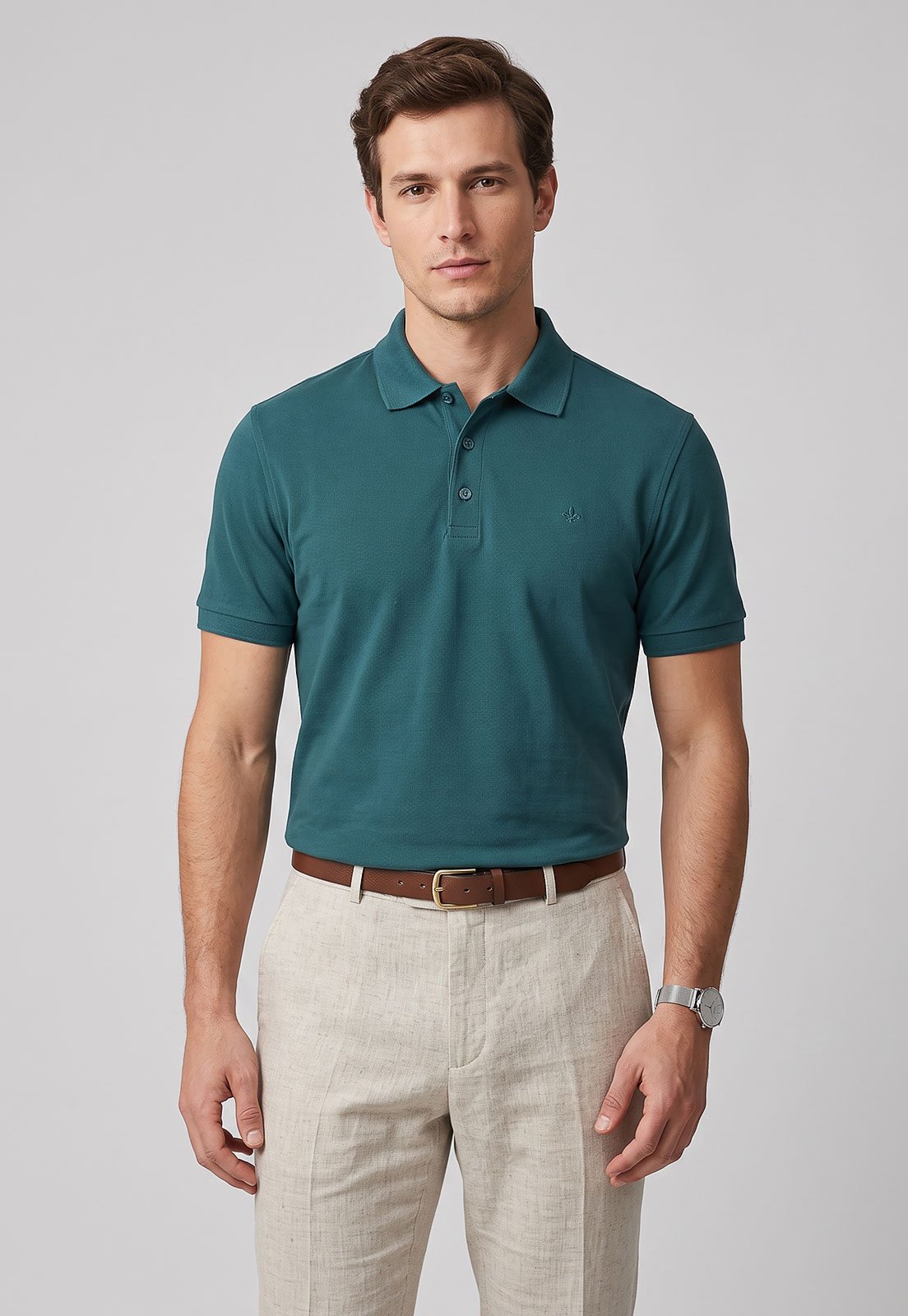 Polo Masculina Dudalina Clássica Logo Verde