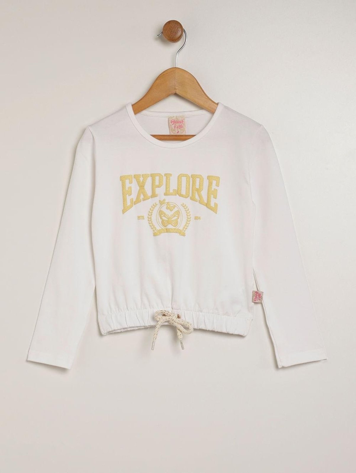 Infantil - Blusa Manga Longa Para Menina - NATURAL