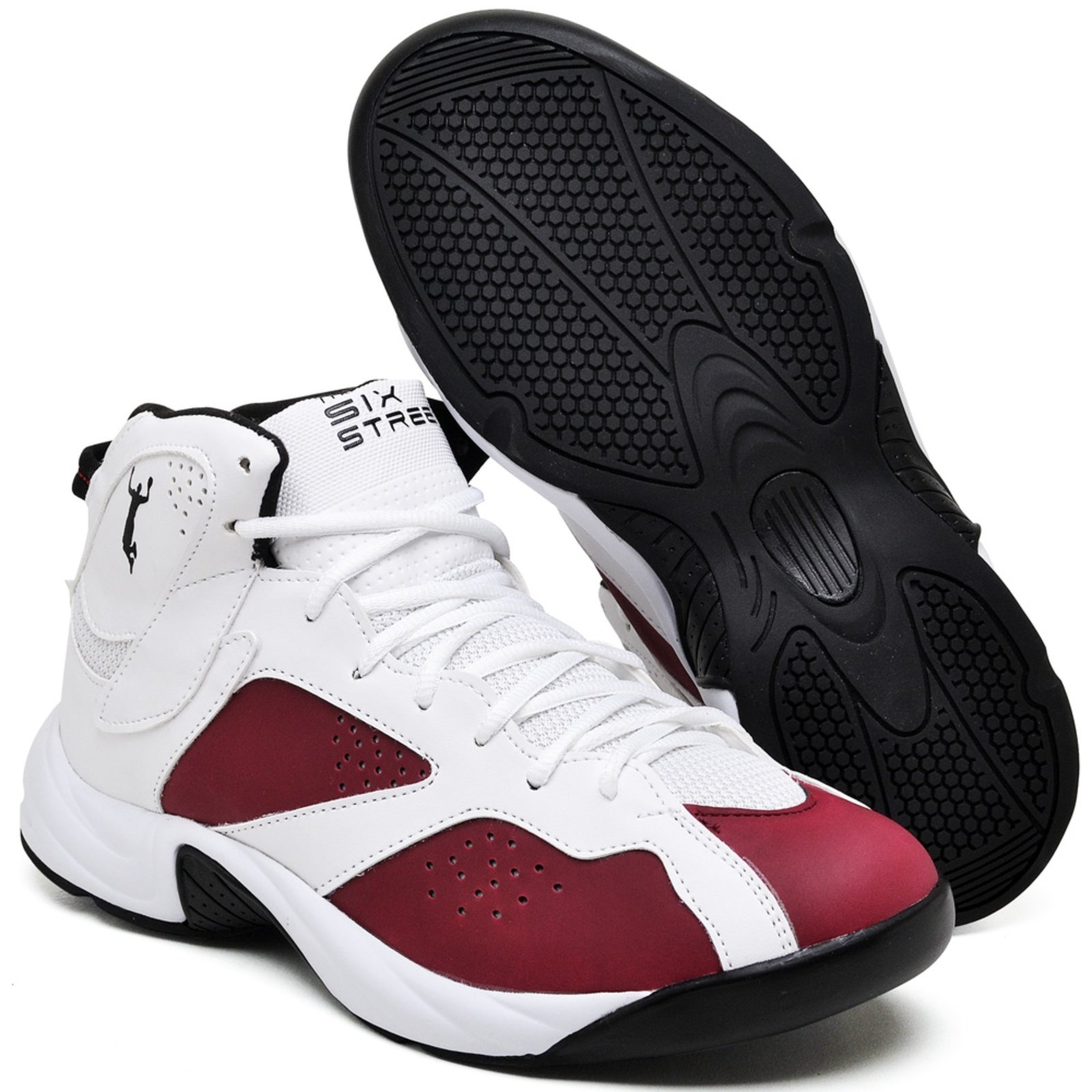 Vista 3 Tênis Basquete Adrenaline Forma Especial 45 ao Bordô branco branco