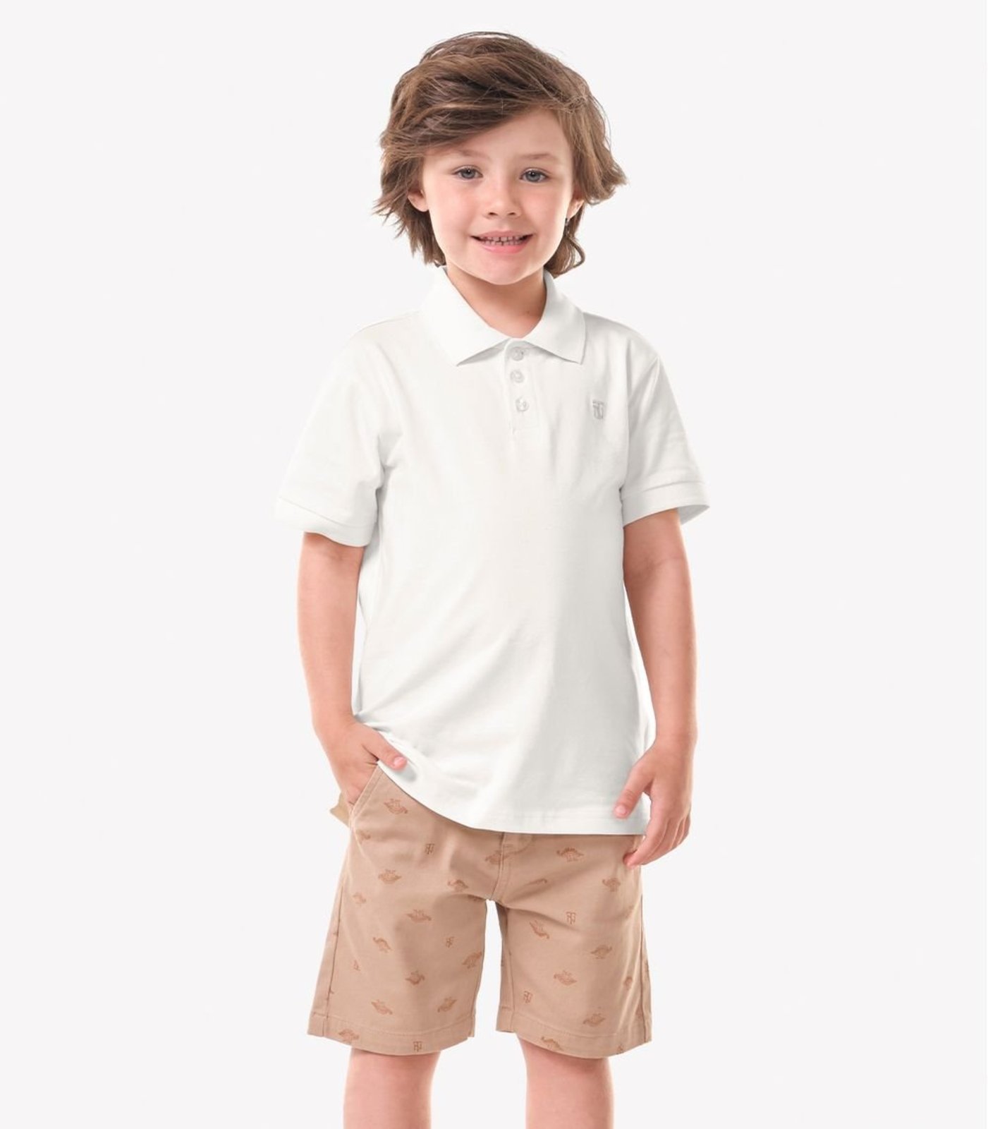 Infantil - Conjunto Polo Com Bermuda Trick Nick Bege