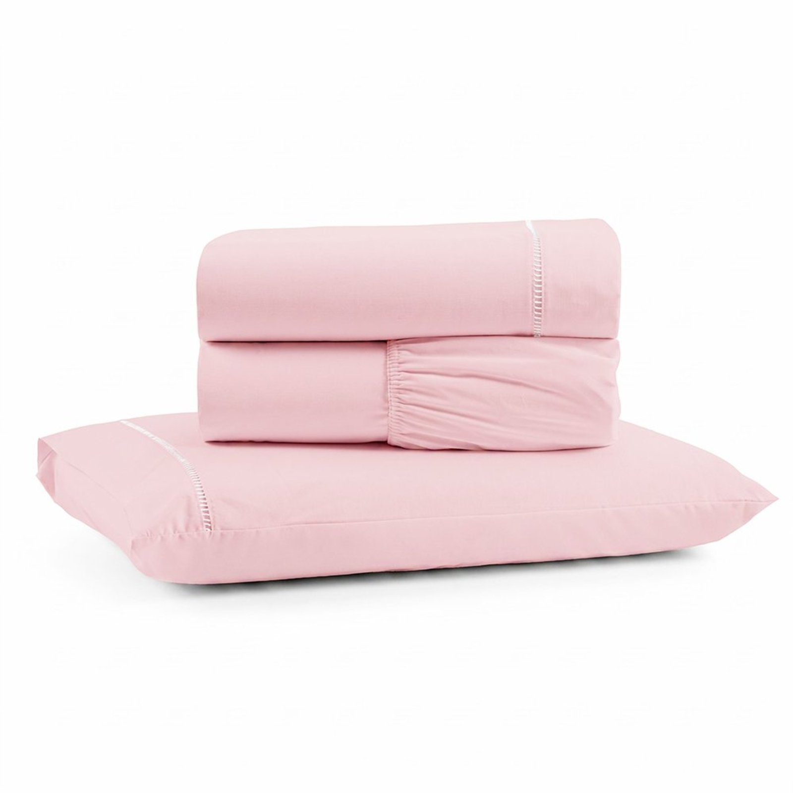 Jogo de Cama Lençol Egipicio Solteiro Micropercal 600 fios Macio 3 Peças Algodão - Rosa