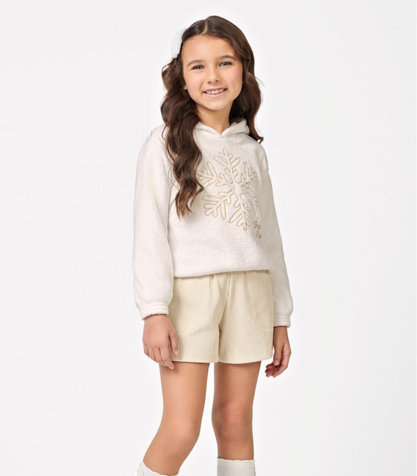 Infantil - Conjunto Blusão com Capuz e Shorts Trick Nick Bege