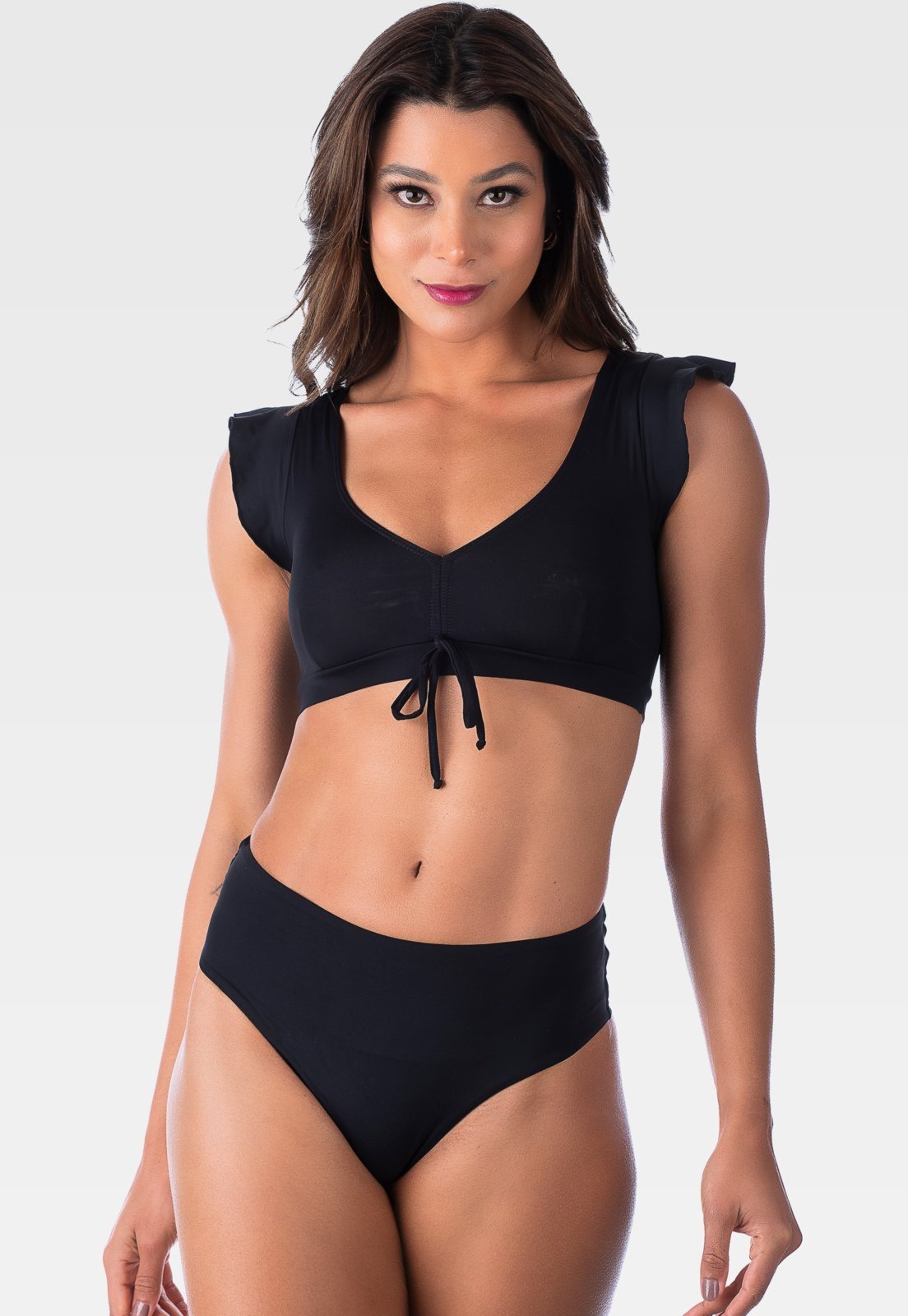 Biquíni Summer Soul Cropped Sem Bojo Fio Duplo Preto