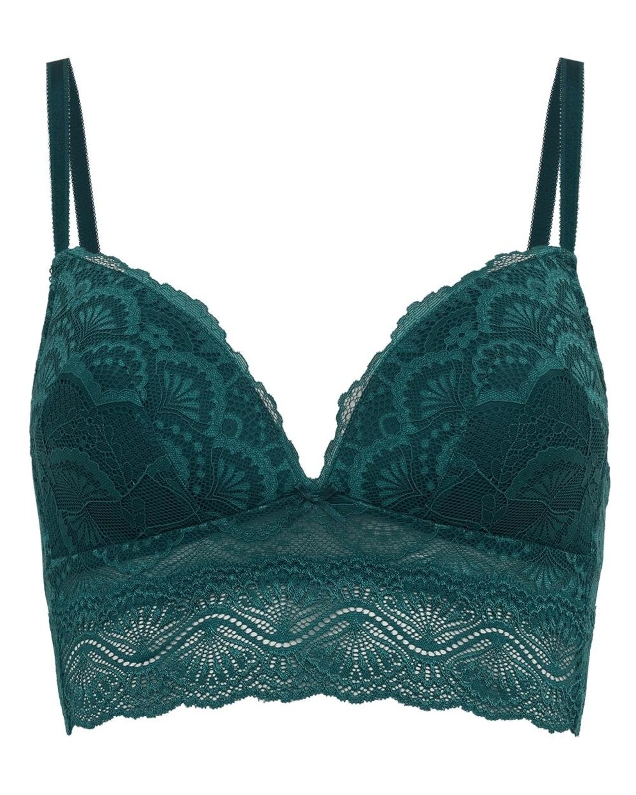 Sutiã Triângulo Bojo Renda Shiny Love Verde Escuro