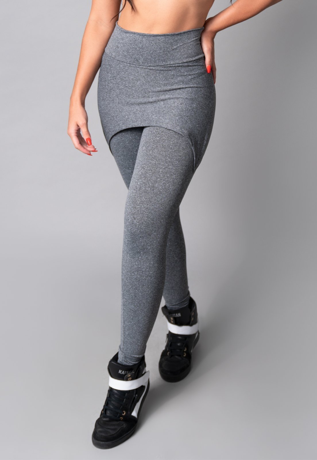 Calça Legging MVB Modas Saia Tapa Bumbum Suplex Lisa Cinza