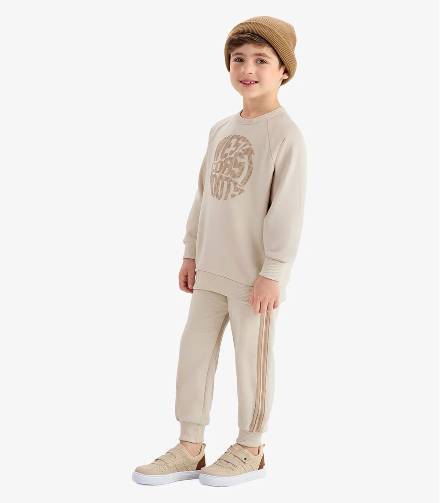 Infantil - Conjunto Blusão com Calça Moletom Rovi Bege