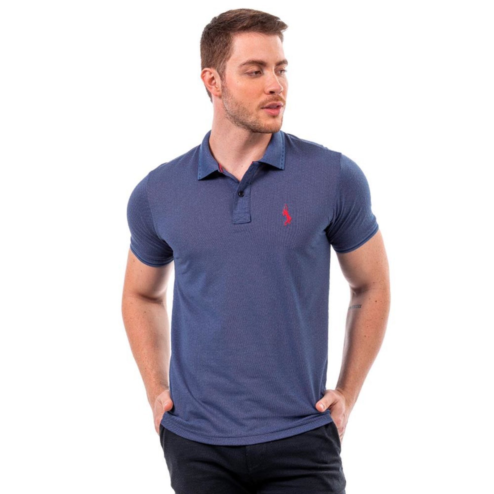 Camisa Masculina Polo Básica Algodão Piquet Dia a Dia