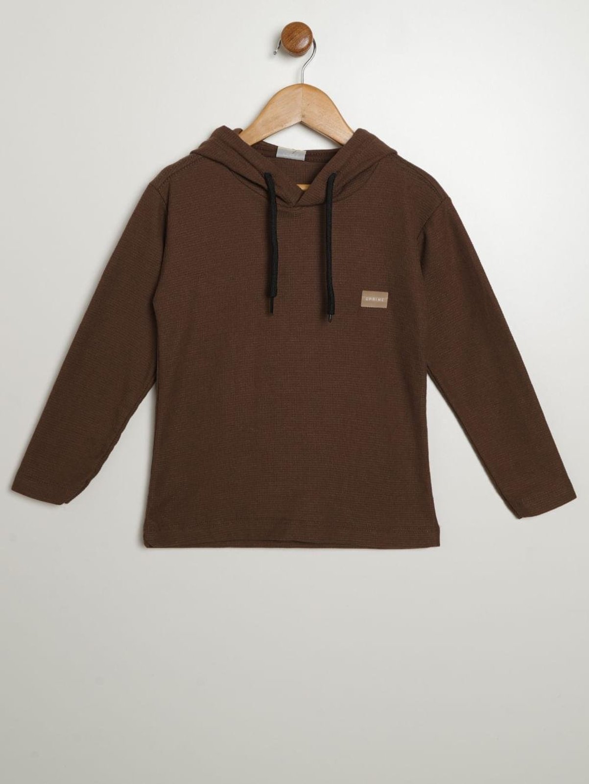 Infantil - Camiseta Malha Capuz Para Menino - MARROM