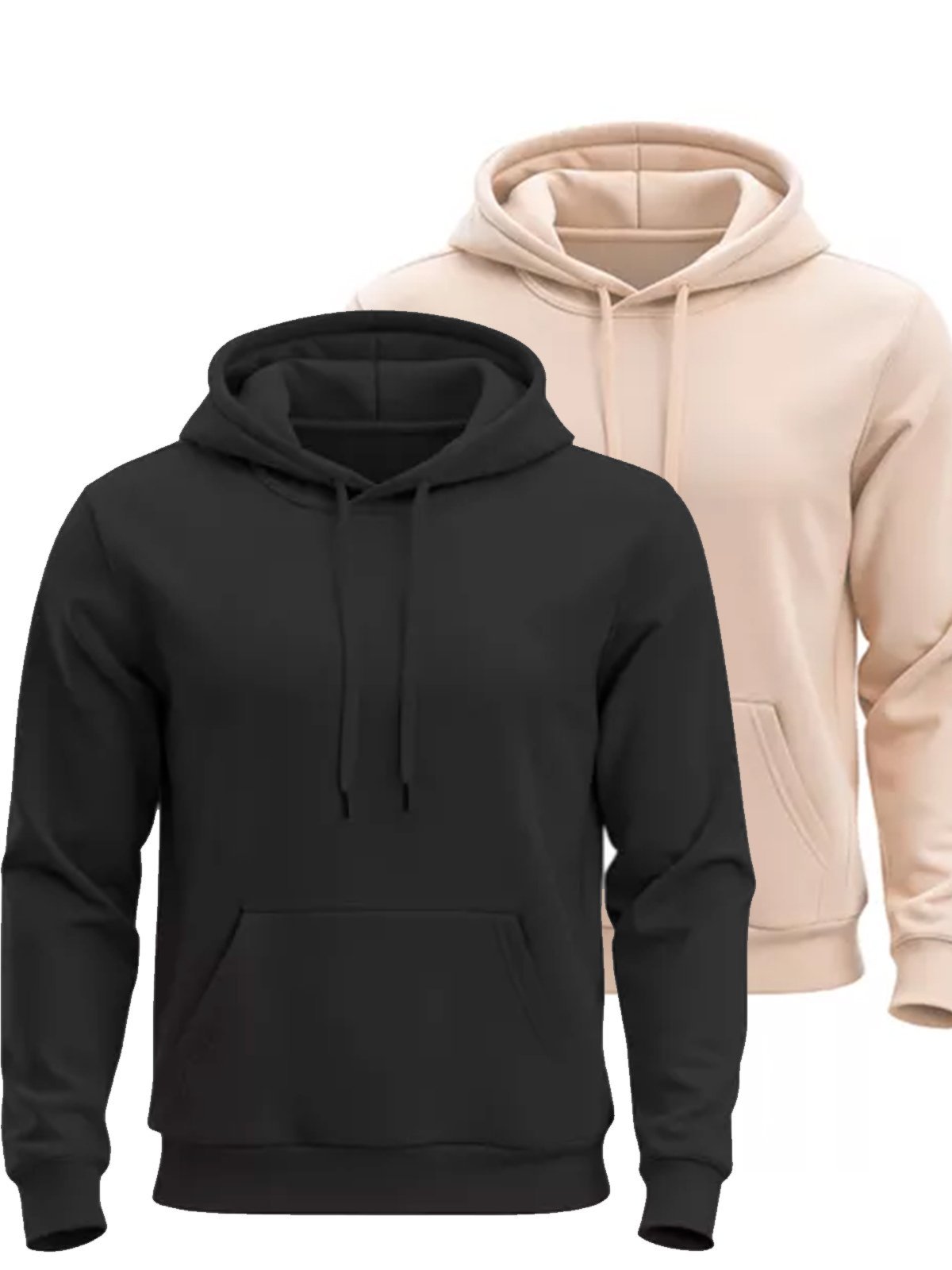 Kit 2 Moletom Masculino Moleton Feminino Casaco fechado Liso Blusa de Frio Mooboo Canguru Preto e Bege marrom claro
