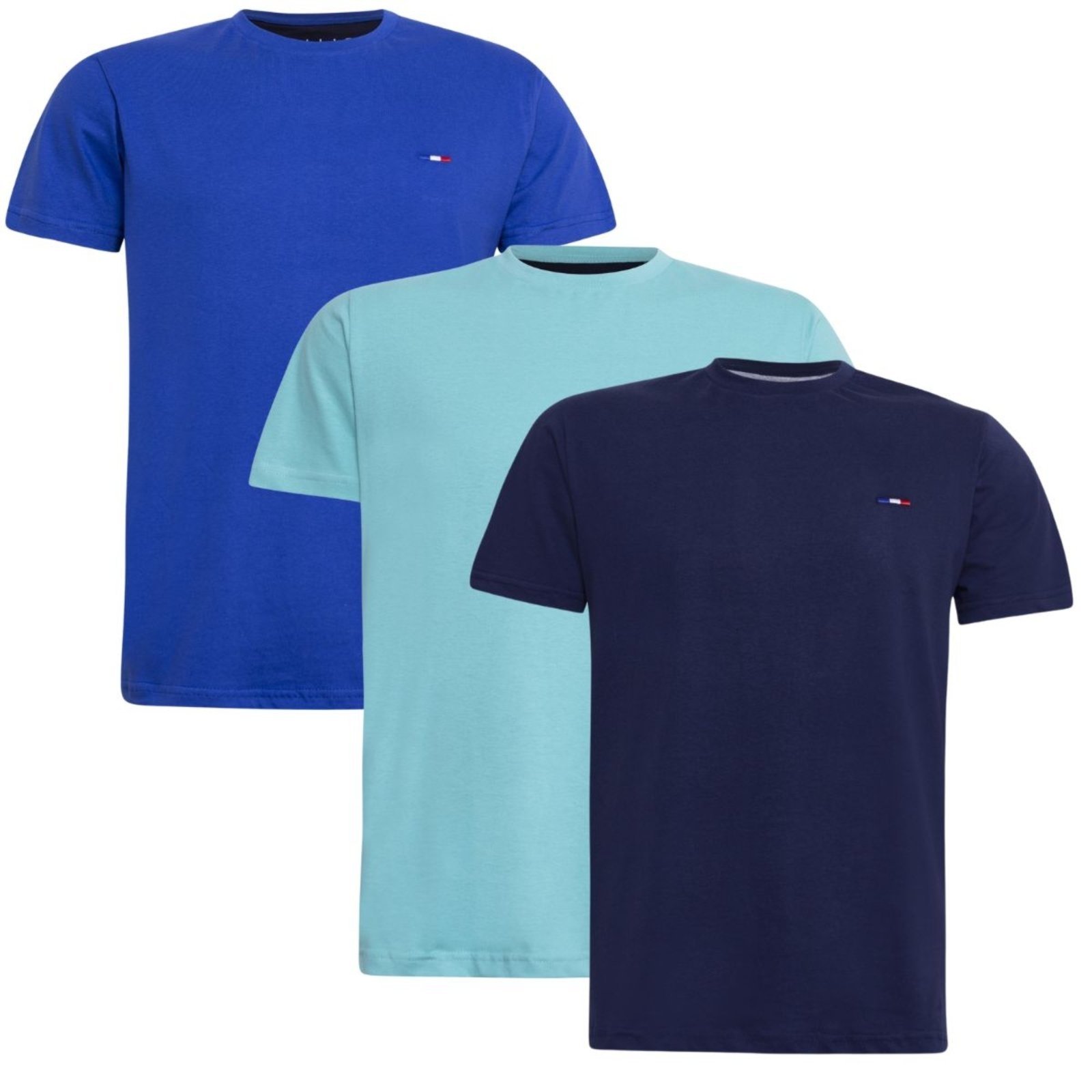 Kit 3 Peças Camisetas Básicas Masculina Industrie em Algodão Premium no Estilo Tommy Bordado França