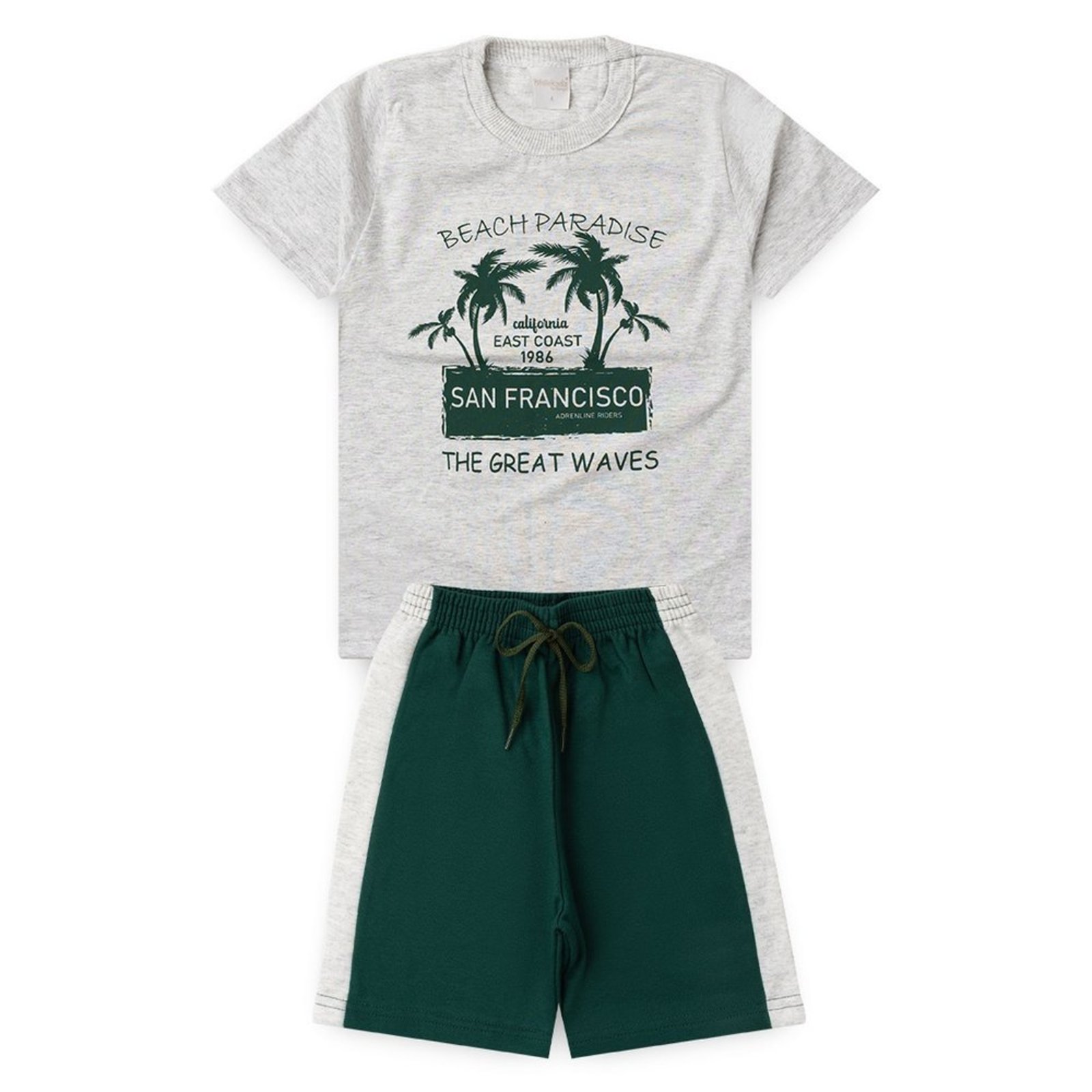 Infantil - Conjunto Verão Menino Mescla Camiseta e Bermuda com Recorte San Francisco