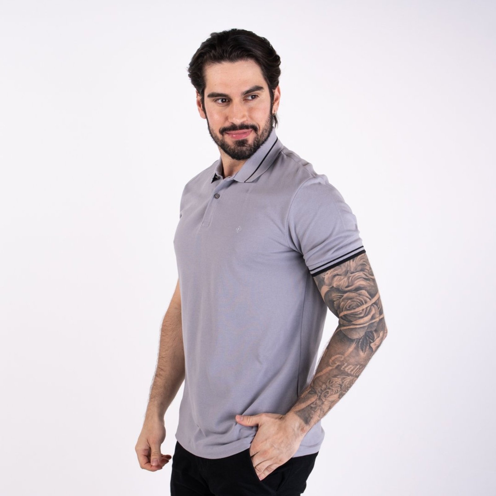 Camisa Polo Forum Muscle Cinza
