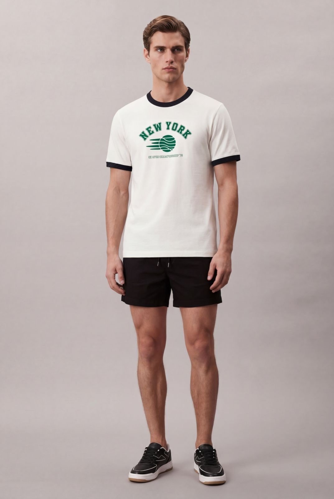 Camiseta Manga Curta Calvin Klein Jeans Masculino New York Tennis - Off White Calvin Klein Jeans