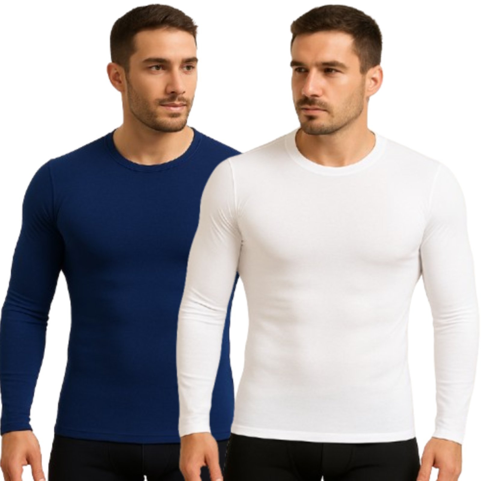 Kit 2 Camisa Manga Longa UV Reflexo Íntimo Proteção Solar Branco e Azul Marinho