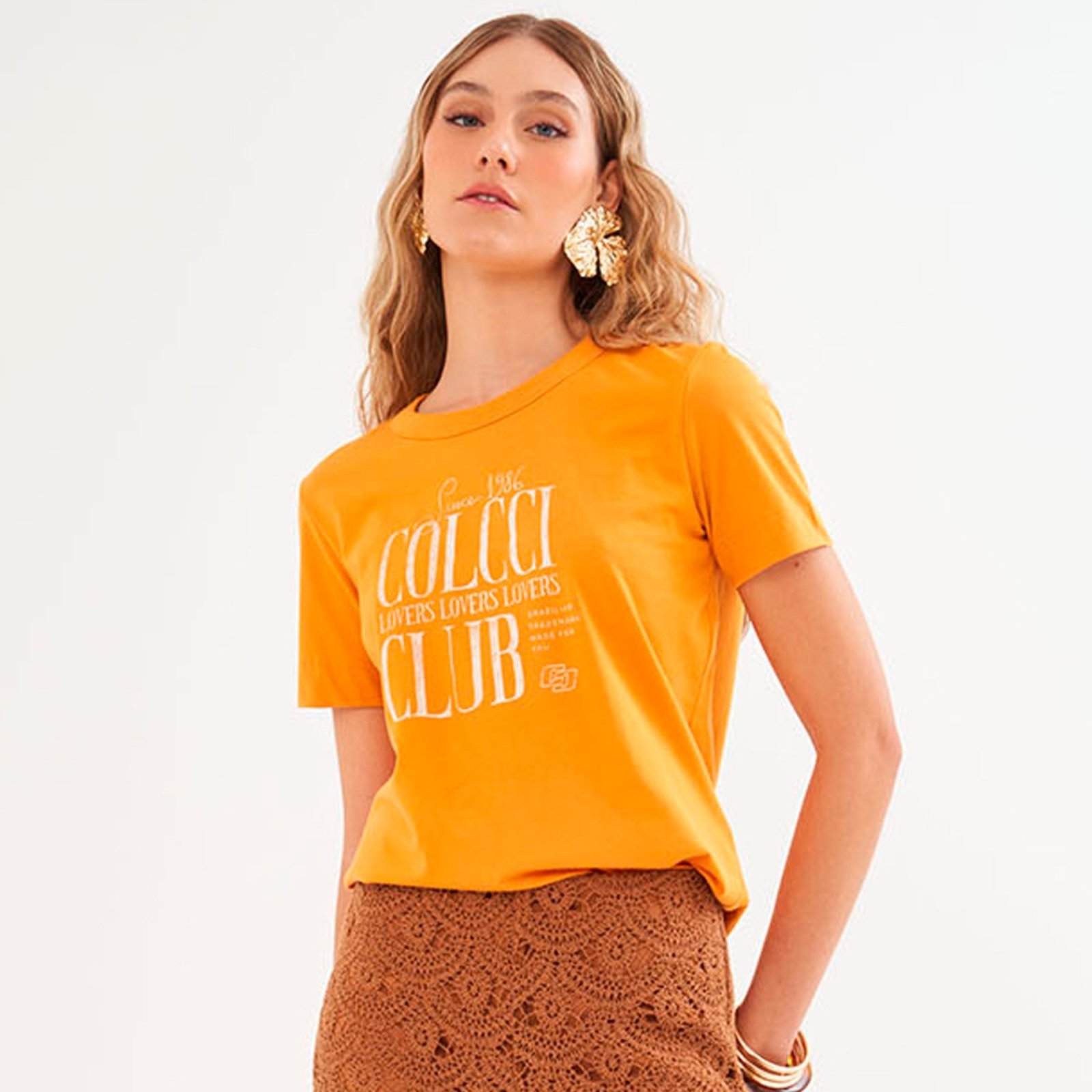 Vista 2 Camiseta Colcci Lovers Pr26 Cider Feminino laranja Colcci laranja