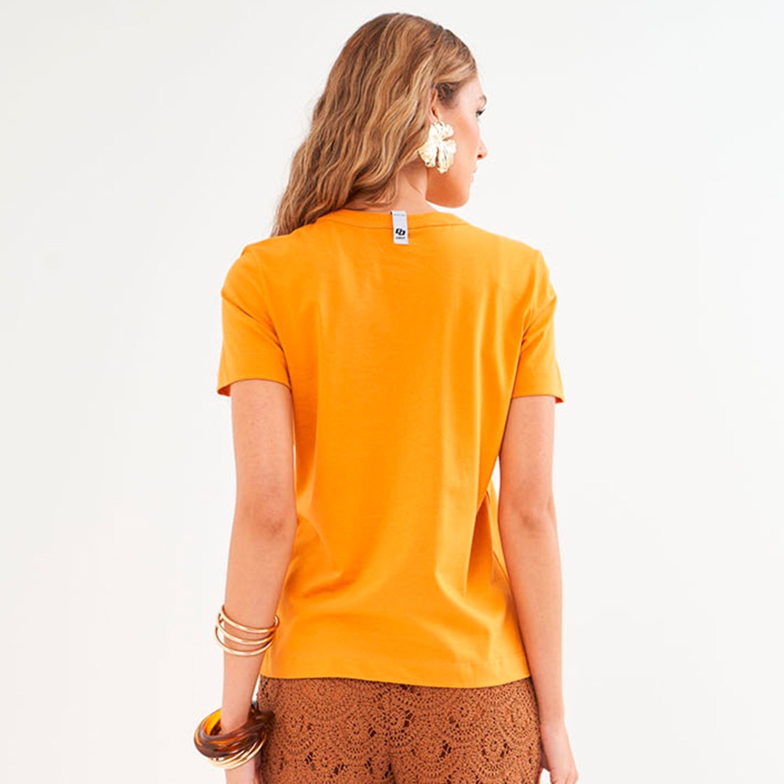 Vista 3 Camiseta Colcci Lovers Pr26 Cider Feminino laranja Colcci laranja
