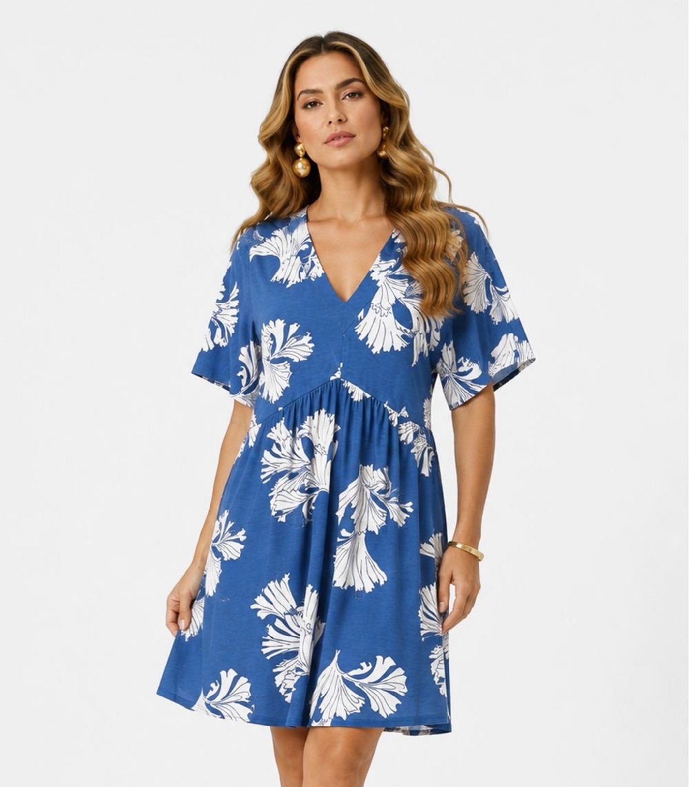 Vestido Feminino Com Decote Em V Infinita Cor Azul
