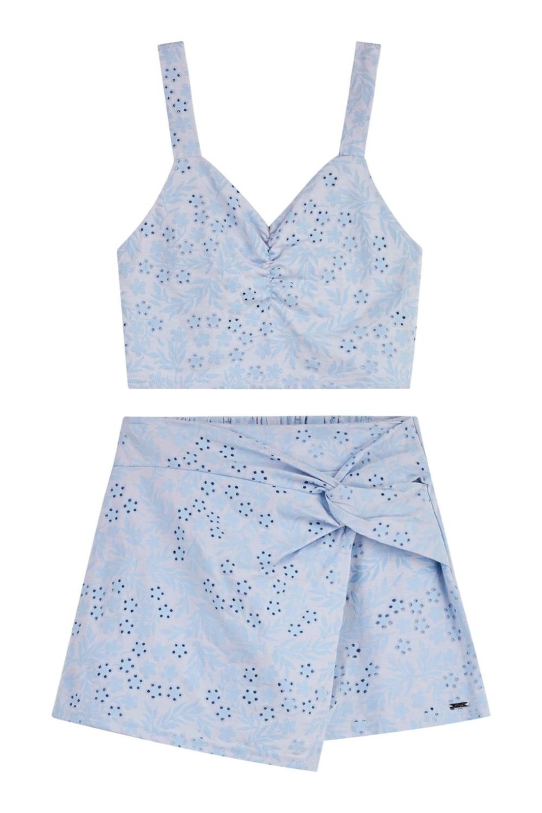 Infantil - Conjunto Juvenil Menina Devorê Floral Beats Azul