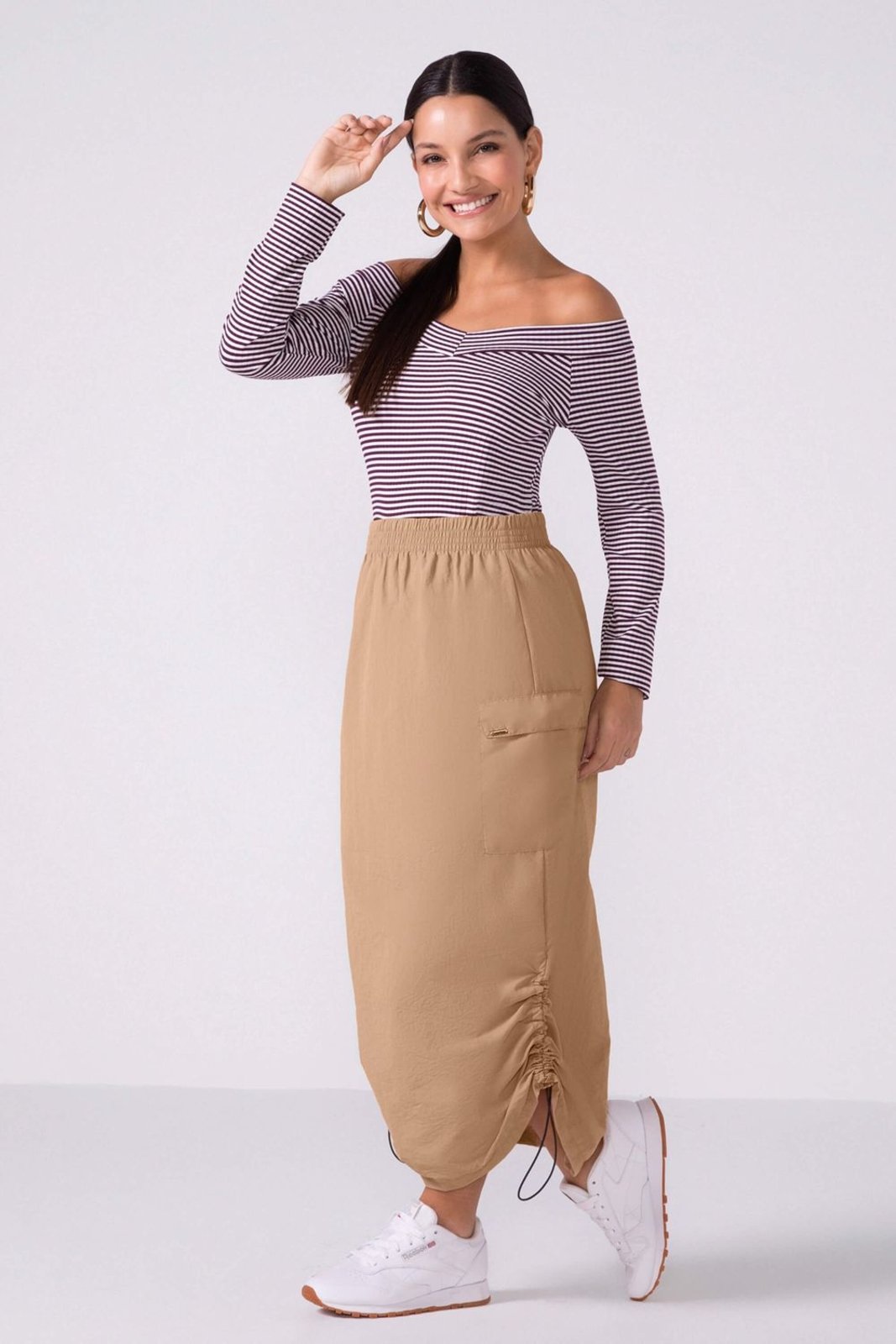 Vista 3 Blusa Feminina Ombro a Ombro Canelada Listras Marialícia roxo Marialícia roxo