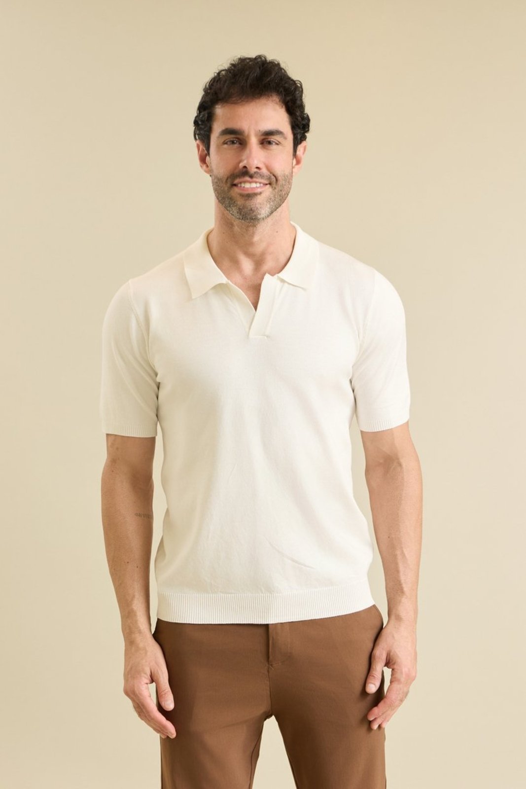 Camisa Polo Italiana Tricot Sport Fino Dialogo Branco