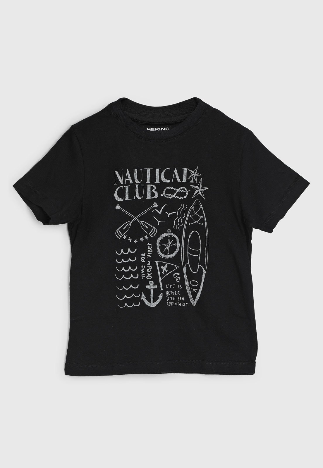 Infantil - Camiseta Hering Estampa Náutica Preta