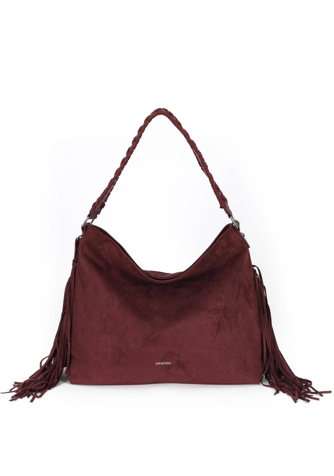 Infantil - Bolsa Hobo Média de Ombro em Camurça com Franja Up4you Vinho