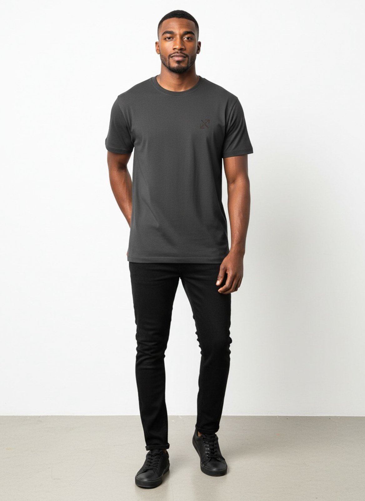 Vista 3 Camiseta Enluaze Lisa Masculina Reta Manga Curta Com Elastano 59016 - Chumbo Kloze preto Kloze preto