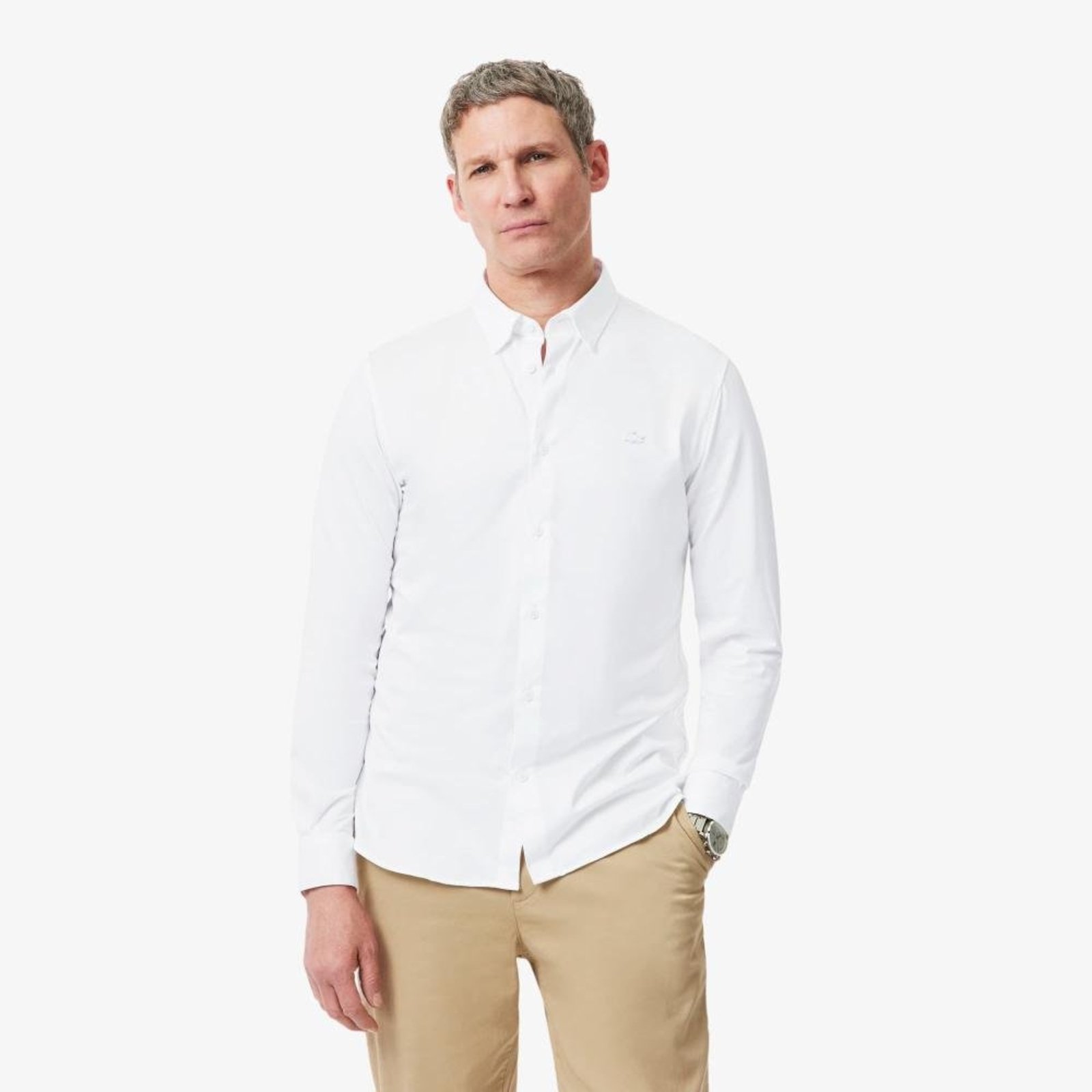 Camisa em Mistura de Algodão - Modelagem ajustada Branco - 39 Branco