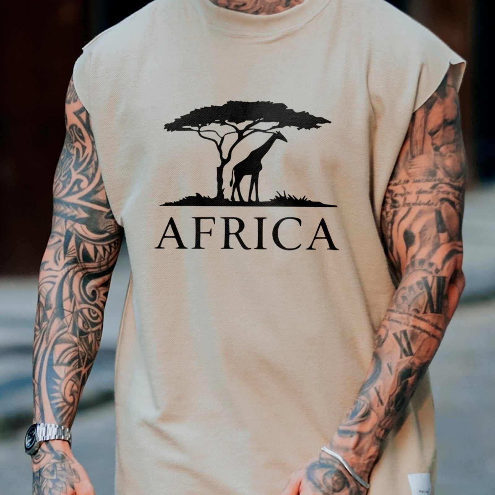 Camiseta Regata Machão Africa Safari Nature Streetwear Premium Off White