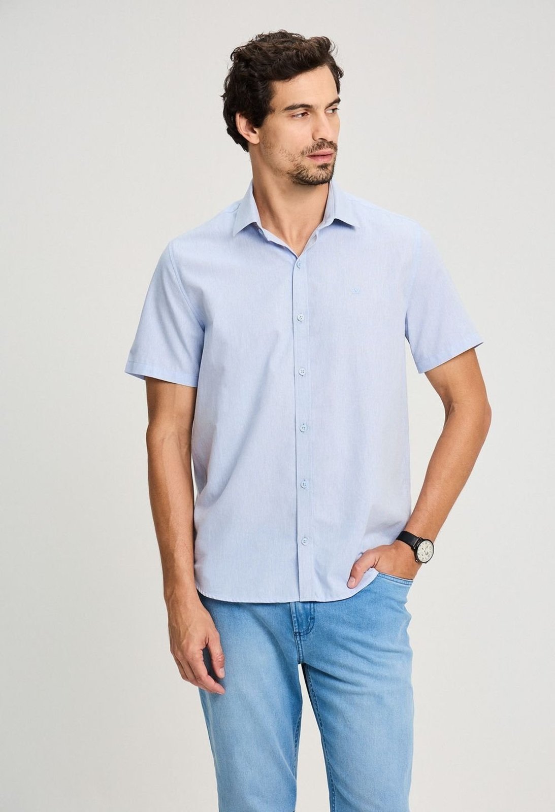 CAMISA DOCTHOS RELAXED FIT MANGA CURTA ALGODÁO COM ELASTANO CAMISA DOCTHOS RELAXED FIT MANGA CURTA ALGODÁO COM ELASTANO 057 AZUL CLARO GG