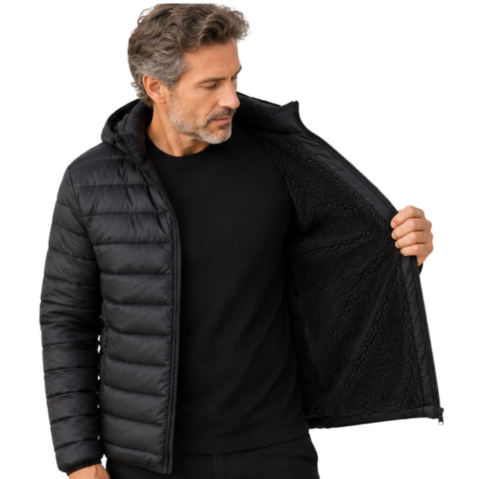 Jaqueta Puffer Masculina Casual Urbana Inverno Frio Preto