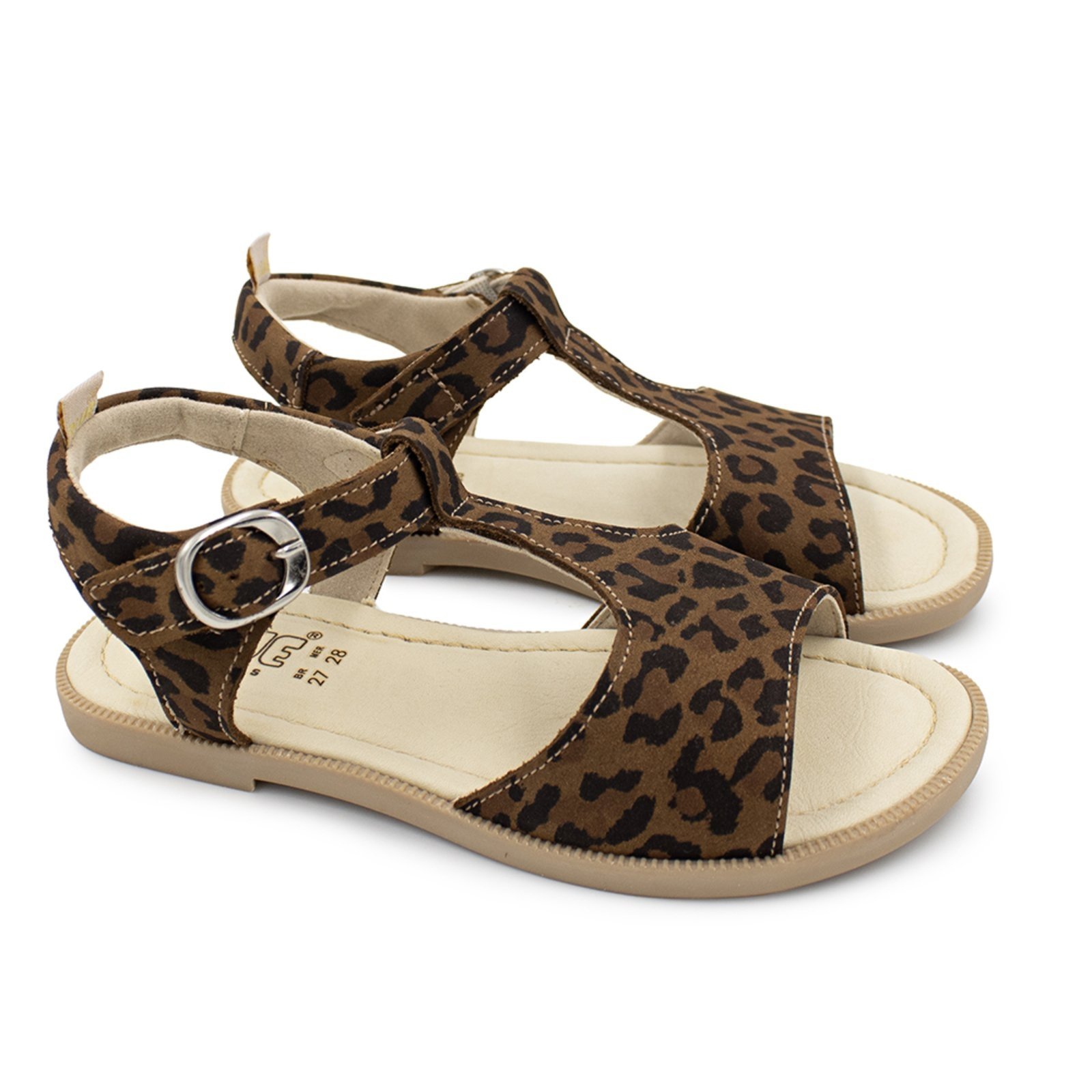 Vista 2 Infantil - Sandalia Menina Blue Estelinha Couro Onça Blue Infantis onça blue