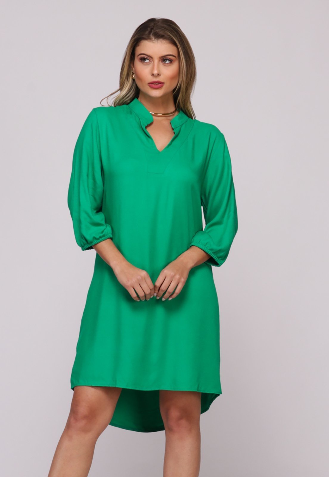 Vista 2 Vestido Chemise M/L B’Bonnie Dafne Bandeira BBonnie verde BBonnie verde