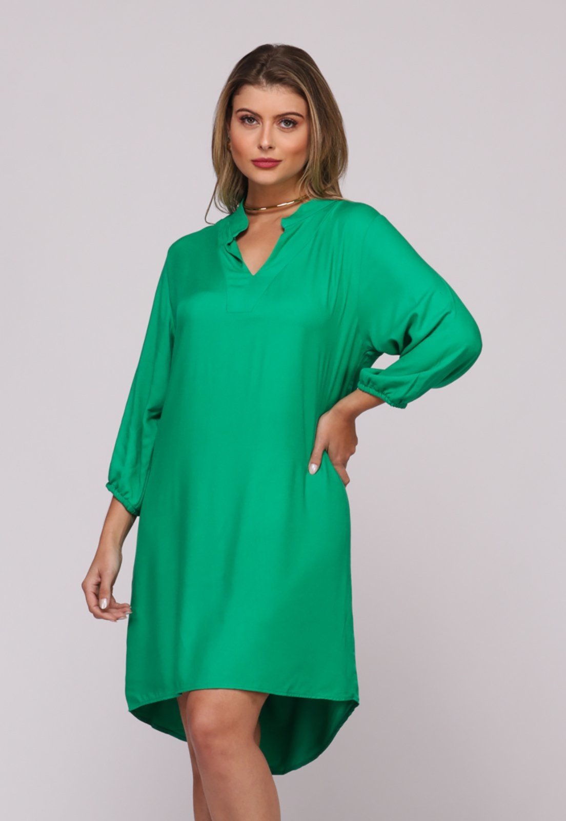 Vista 3 Vestido Chemise M/L B’Bonnie Dafne Bandeira BBonnie verde BBonnie verde