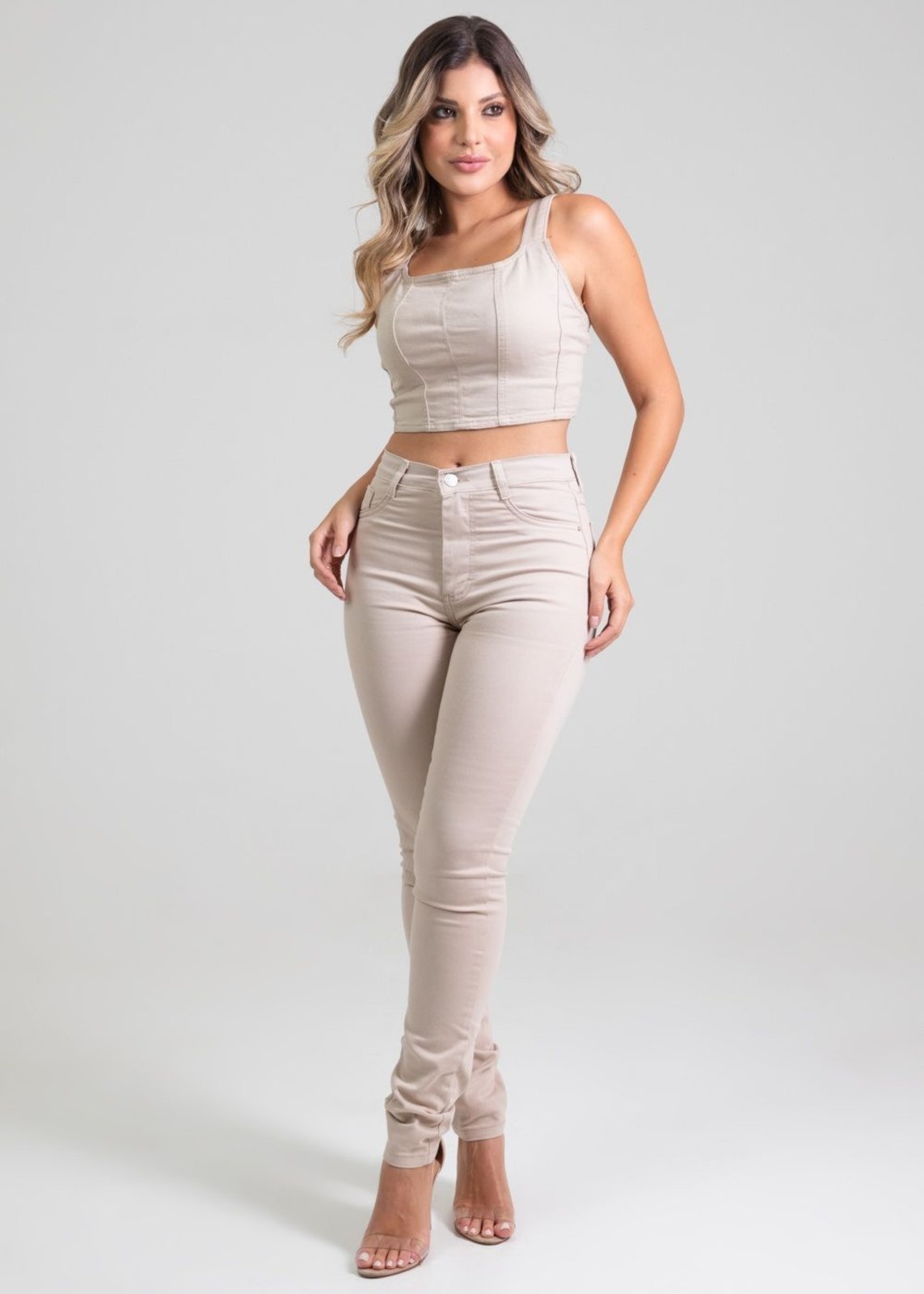 Calça Sarja Sawary Hot Pants – 275701 – Bege – Sawary