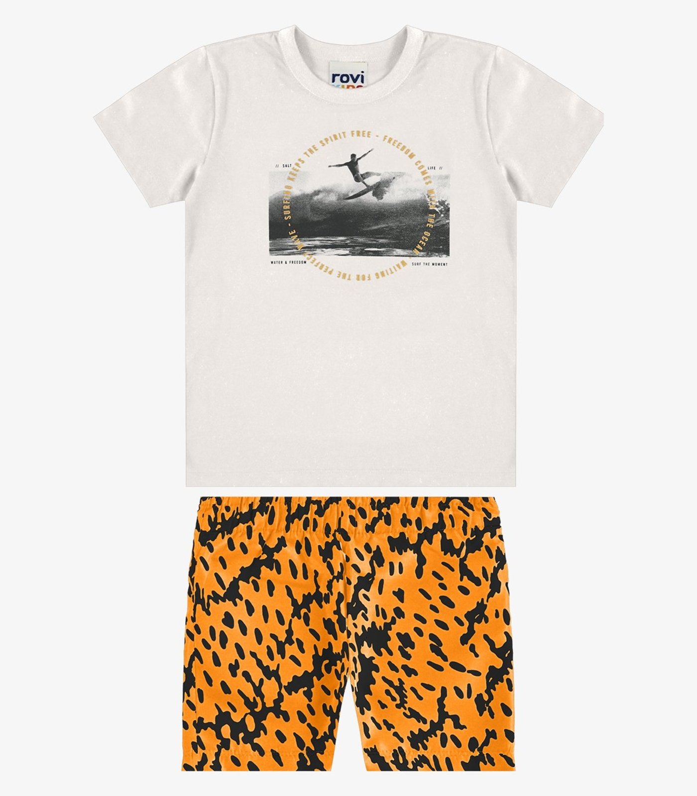 Infantil - Conjunto Camiseta Com Bermuda Rovi Bege