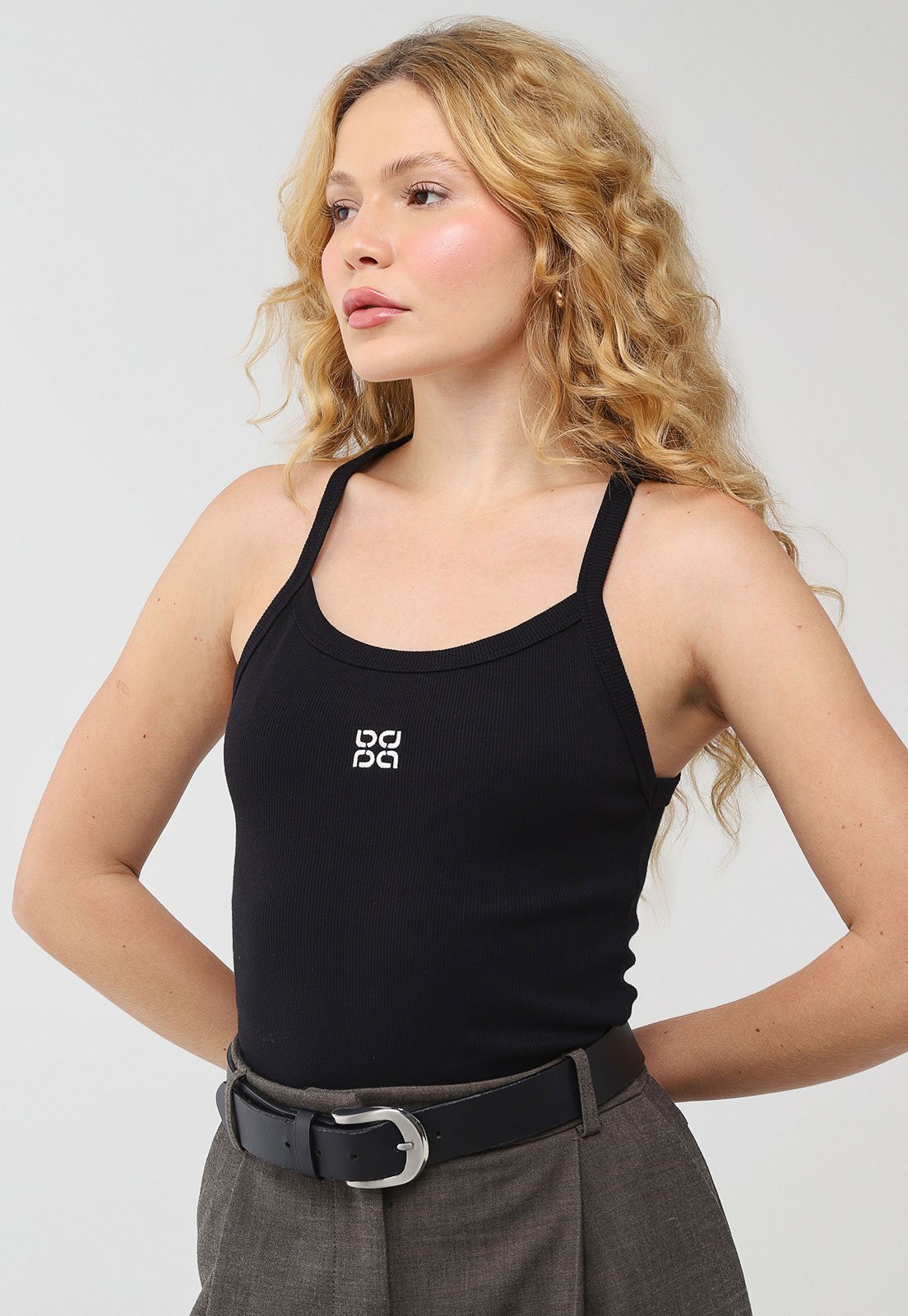 Regata Feminina Colcci Jeans Canelada Preta