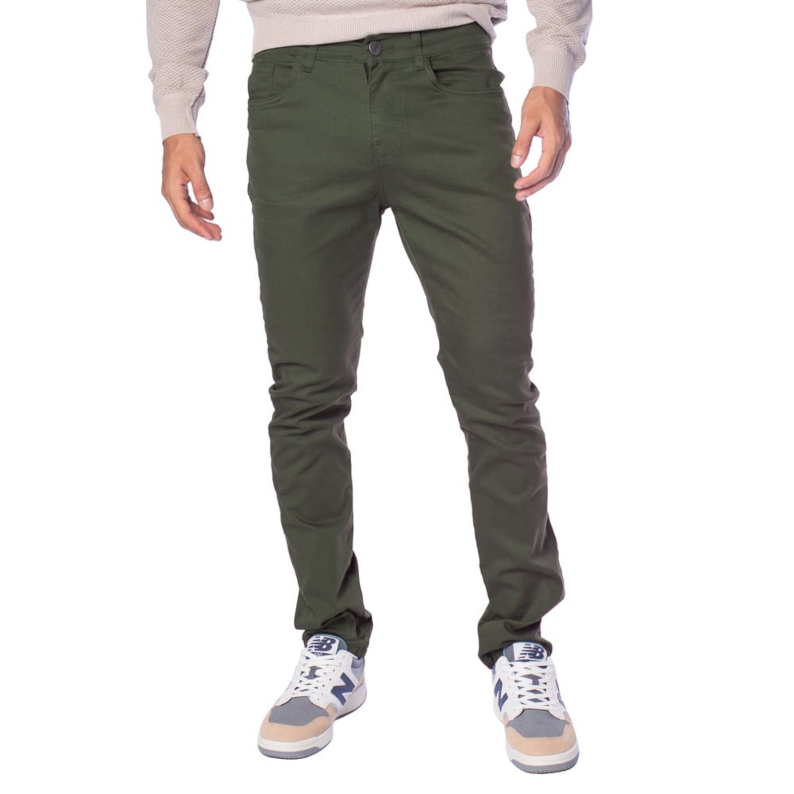 Calça Jeans Masculina Gangster Reta Verde Musgo