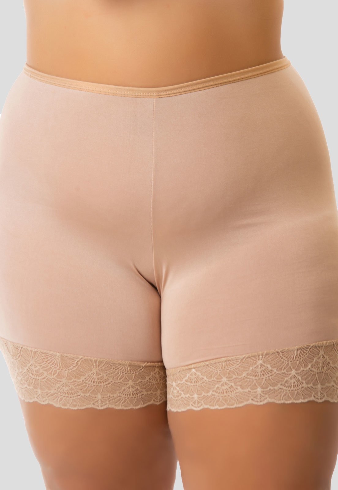 Short Anágua Plus Size MdMix Modeladora Cintura Alta Bege